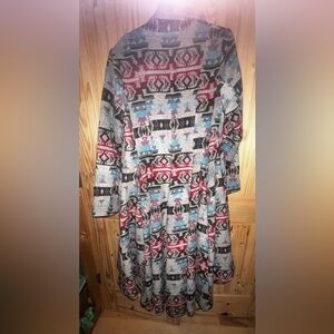 Tribal Print Long Sleeve Coat